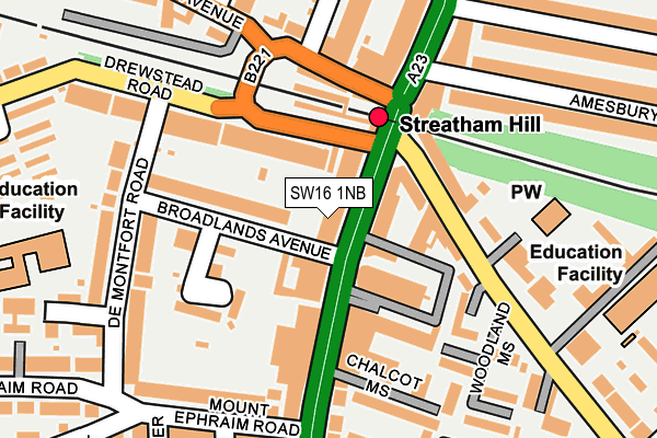 SW16 1NB map - OS OpenMap – Local (Ordnance Survey)