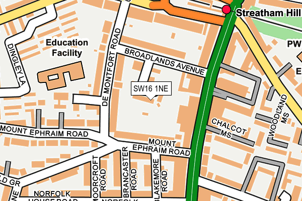 SW16 1NE map - OS OpenMap – Local (Ordnance Survey)