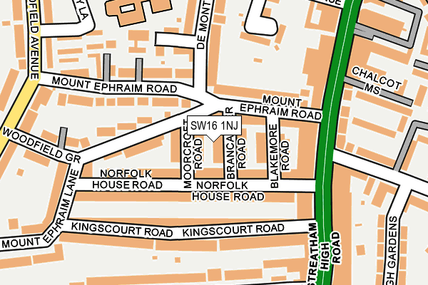 SW16 1NJ map - OS OpenMap – Local (Ordnance Survey)