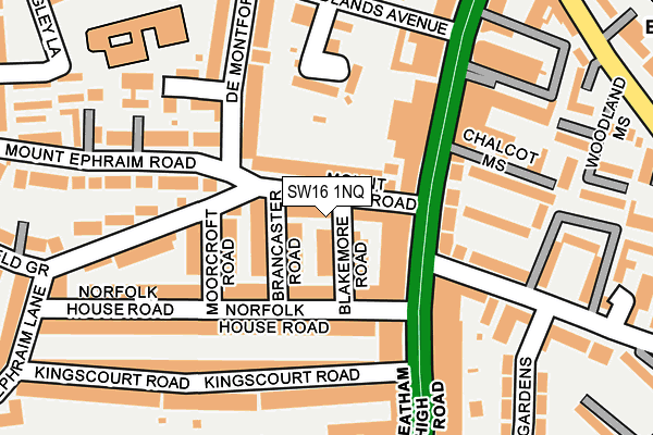 SW16 1NQ map - OS OpenMap – Local (Ordnance Survey)