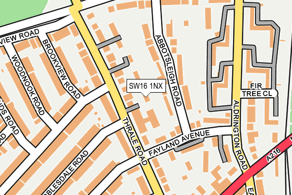 SW16 1NX map - OS OpenMap – Local (Ordnance Survey)