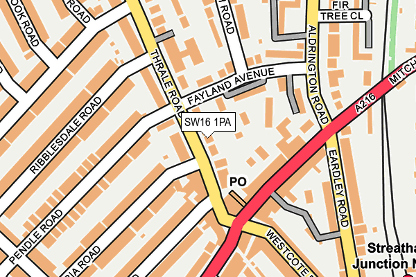 SW16 1PA map - OS OpenMap – Local (Ordnance Survey)