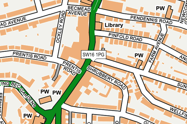 SW16 1PG map - OS OpenMap – Local (Ordnance Survey)