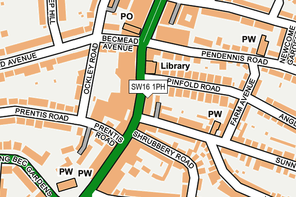 SW16 1PH map - OS OpenMap – Local (Ordnance Survey)