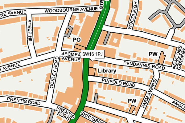 SW16 1PJ map - OS OpenMap – Local (Ordnance Survey)