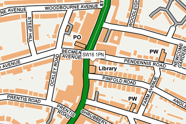 SW16 1PN map - OS OpenMap – Local (Ordnance Survey)