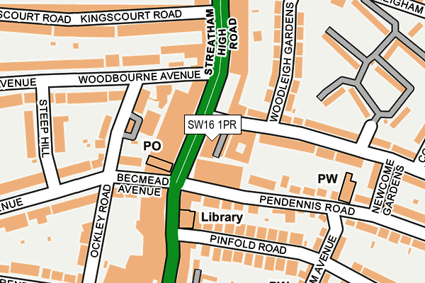 SW16 1PR map - OS OpenMap – Local (Ordnance Survey)