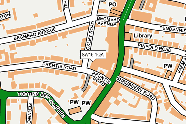 SW16 1QA map - OS OpenMap – Local (Ordnance Survey)