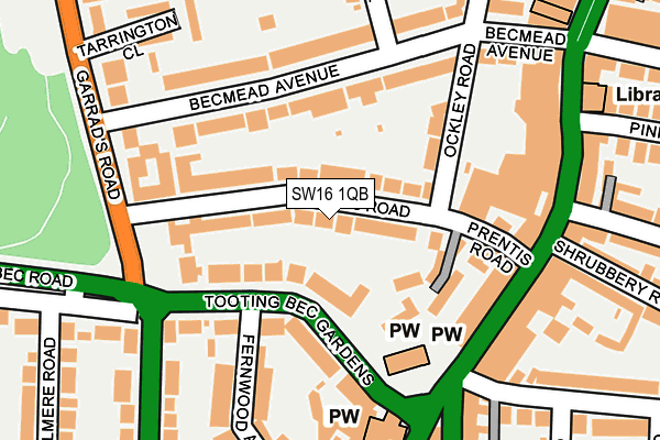 SW16 1QB map - OS OpenMap – Local (Ordnance Survey)
