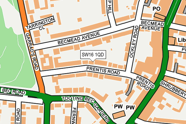 SW16 1QD map - OS OpenMap – Local (Ordnance Survey)
