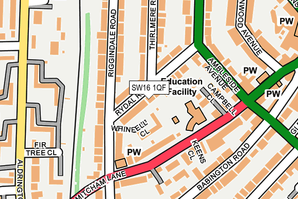 SW16 1QF map - OS OpenMap – Local (Ordnance Survey)