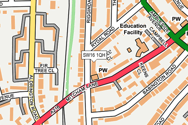 SW16 1QH map - OS OpenMap – Local (Ordnance Survey)