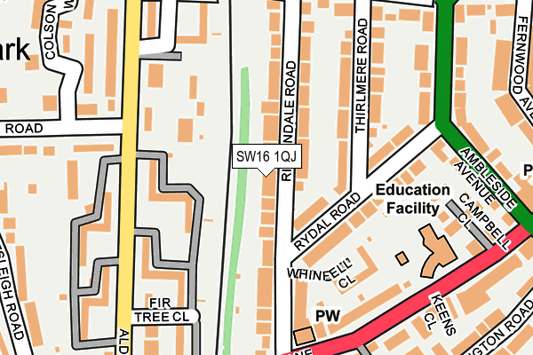 SW16 1QJ map - OS OpenMap – Local (Ordnance Survey)