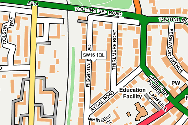 SW16 1QL map - OS OpenMap – Local (Ordnance Survey)