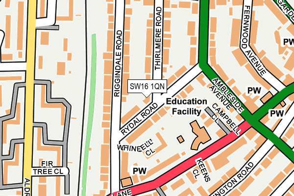 SW16 1QN map - OS OpenMap – Local (Ordnance Survey)