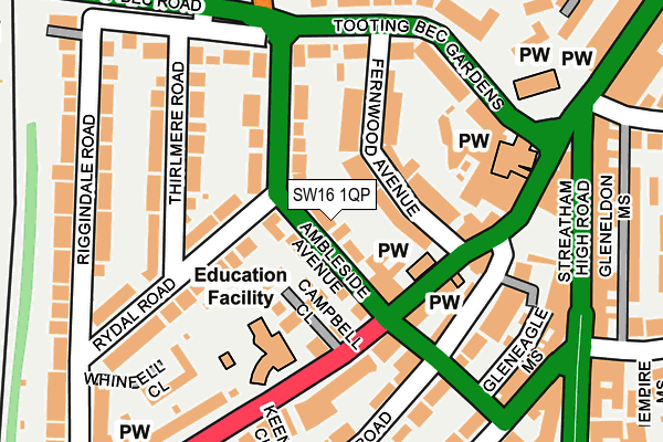 SW16 1QP map - OS OpenMap – Local (Ordnance Survey)