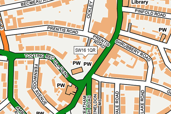 SW16 1QR map - OS OpenMap – Local (Ordnance Survey)