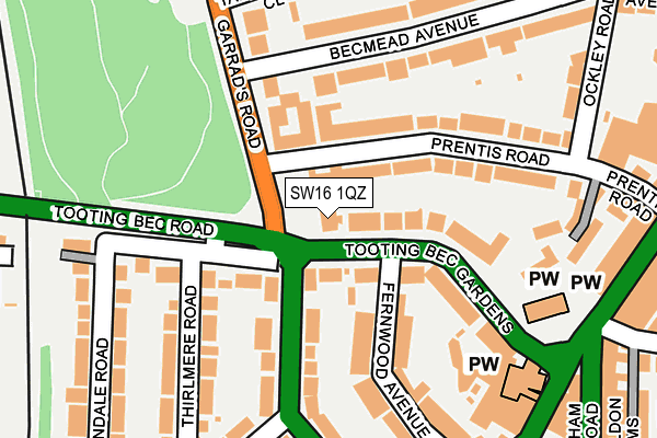 SW16 1QZ map - OS OpenMap – Local (Ordnance Survey)