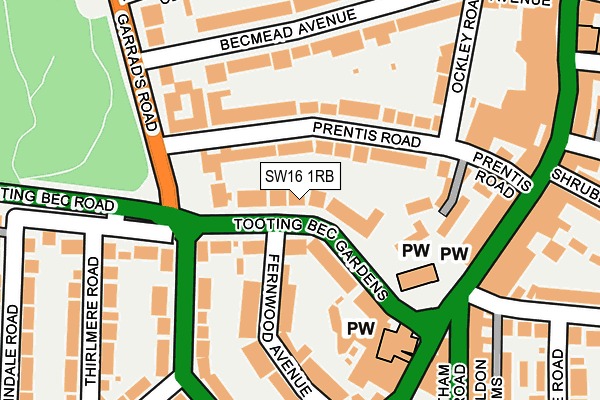 SW16 1RB map - OS OpenMap – Local (Ordnance Survey)