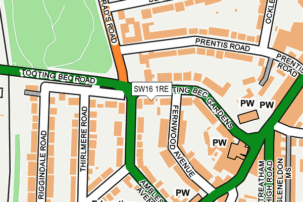 SW16 1RE map - OS OpenMap – Local (Ordnance Survey)
