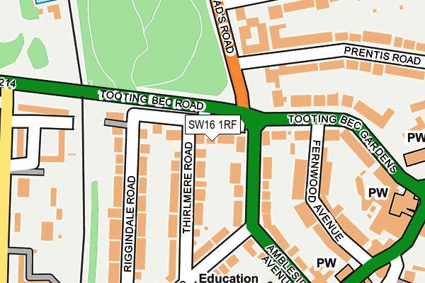 SW16 1RF map - OS OpenMap – Local (Ordnance Survey)
