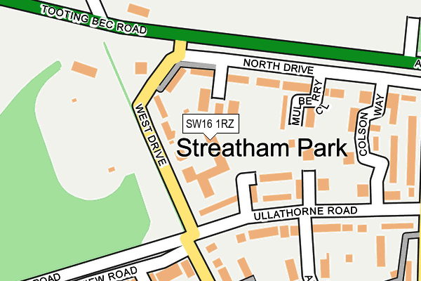 SW16 1RZ map - OS OpenMap – Local (Ordnance Survey)