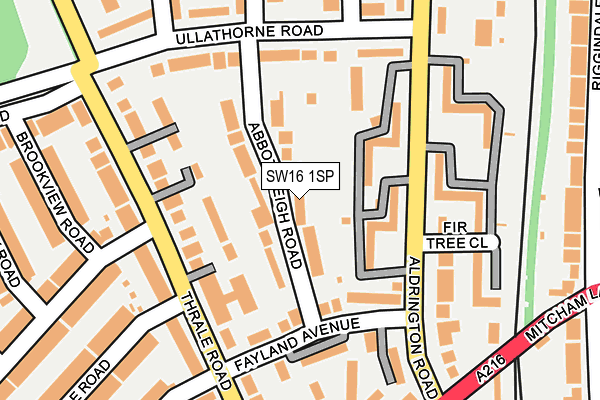 SW16 1SP map - OS OpenMap – Local (Ordnance Survey)