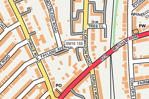 SW16 1SS map - OS OpenMap – Local (Ordnance Survey)