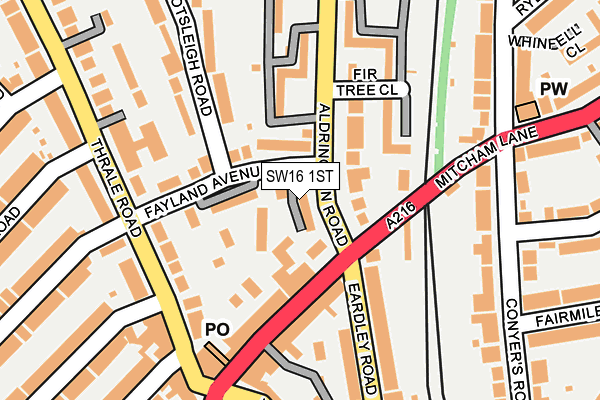 SW16 1ST map - OS OpenMap – Local (Ordnance Survey)