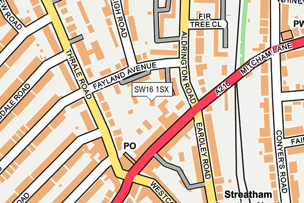 SW16 1SX map - OS OpenMap – Local (Ordnance Survey)