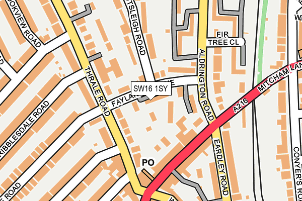 SW16 1SY map - OS OpenMap – Local (Ordnance Survey)