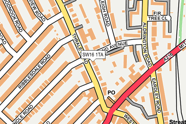 SW16 1TA map - OS OpenMap – Local (Ordnance Survey)