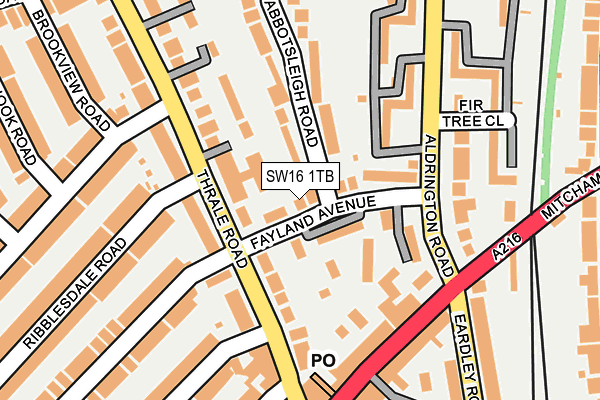 SW16 1TB map - OS OpenMap – Local (Ordnance Survey)