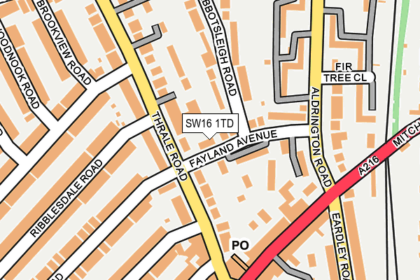 SW16 1TD map - OS OpenMap – Local (Ordnance Survey)