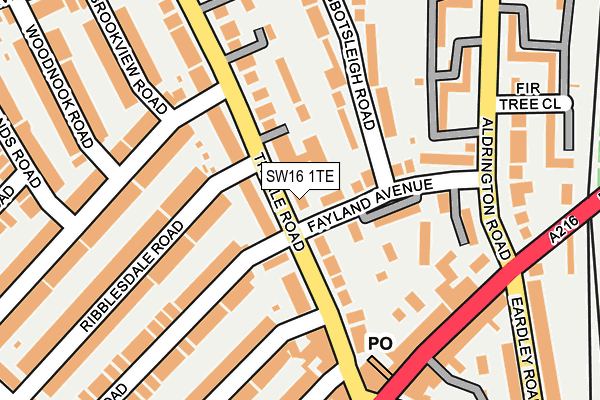 SW16 1TE map - OS OpenMap – Local (Ordnance Survey)