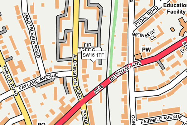 SW16 1TF map - OS OpenMap – Local (Ordnance Survey)