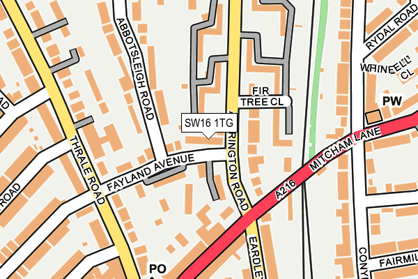 SW16 1TG map - OS OpenMap – Local (Ordnance Survey)