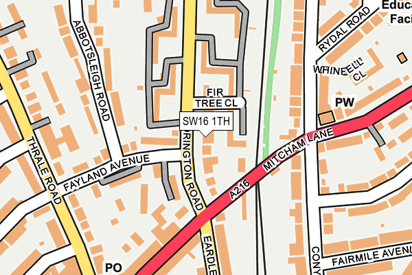 SW16 1TH map - OS OpenMap – Local (Ordnance Survey)