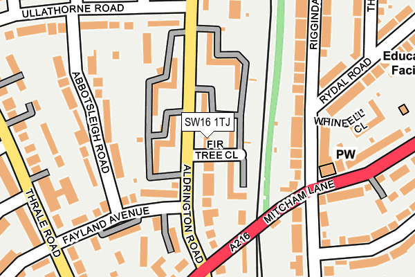 SW16 1TJ map - OS OpenMap – Local (Ordnance Survey)