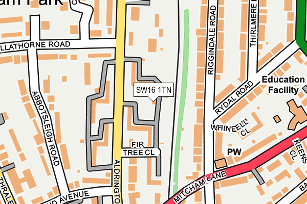 SW16 1TN map - OS OpenMap – Local (Ordnance Survey)