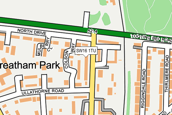 SW16 1TU map - OS OpenMap – Local (Ordnance Survey)
