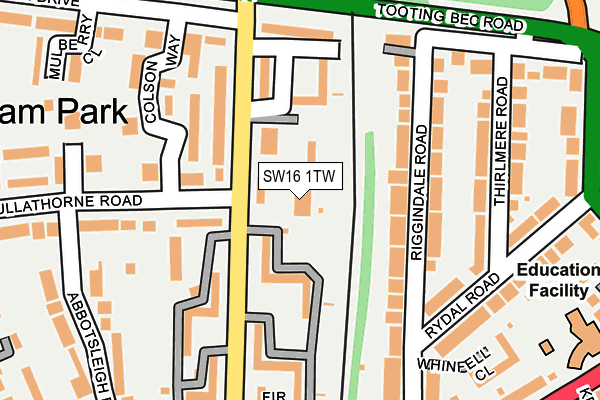 SW16 1TW map - OS OpenMap – Local (Ordnance Survey)