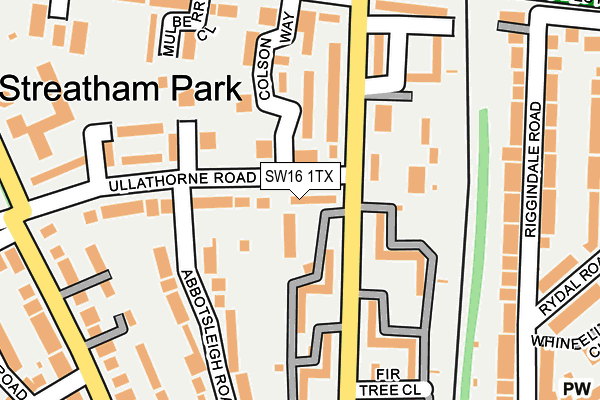SW16 1TX map - OS OpenMap – Local (Ordnance Survey)