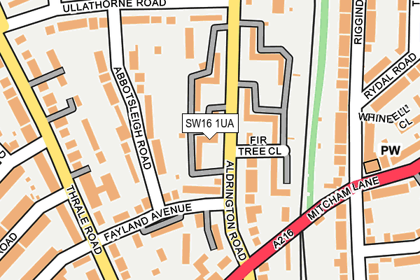 SW16 1UA map - OS OpenMap – Local (Ordnance Survey)