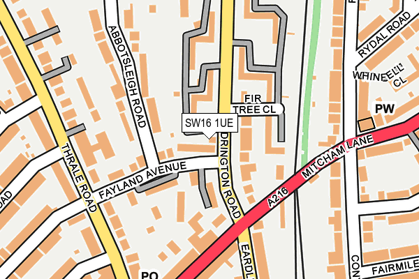 SW16 1UE map - OS OpenMap – Local (Ordnance Survey)