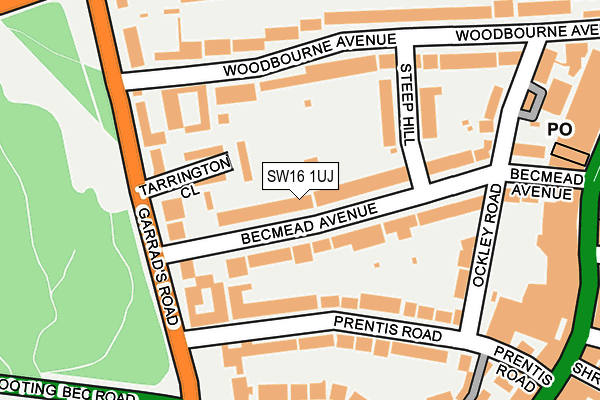 SW16 1UJ map - OS OpenMap – Local (Ordnance Survey)