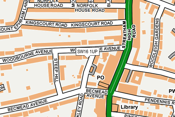 SW16 1UP map - OS OpenMap – Local (Ordnance Survey)