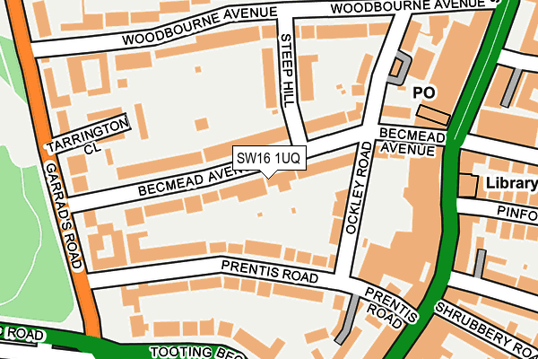 SW16 1UQ map - OS OpenMap – Local (Ordnance Survey)