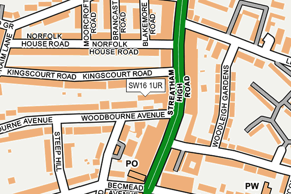 SW16 1UR map - OS OpenMap – Local (Ordnance Survey)