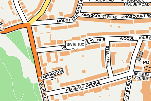 SW16 1UX map - OS OpenMap – Local (Ordnance Survey)